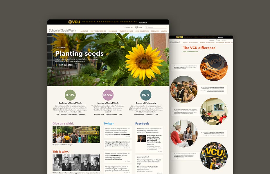 VCU School of Social Work website