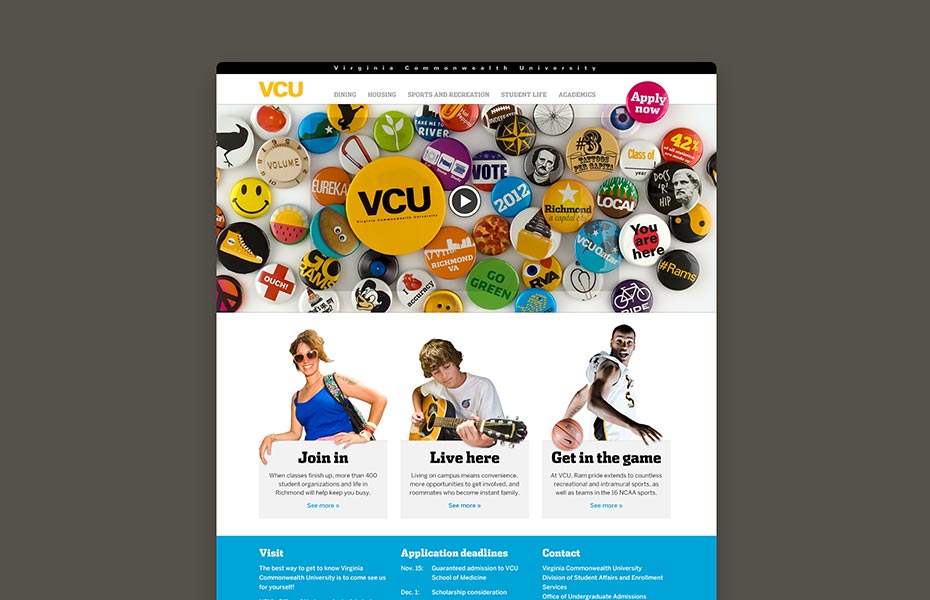 VCU Admissions website